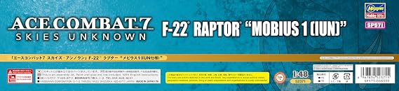 Hasegawa Creator Works Series Ace Combat 7 Skies Unknown F-22 Raptor Mobius 1 IUN Specification 1/48 Scale Plastic Model SP571