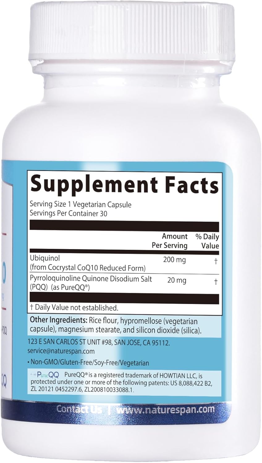 Super Coenzyme-200 mg UBIQUINOL CoQ10 with 20mg PQQ,Protects The Heart, Mitochondria Generation, Anti-Aging,30 Caps