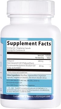 Super Coenzyme UBIQUINOL CoQ10 200mg with PQQ 20mg, 30 Caps | Protects the heart, Mitochondria generation, Anti-aging