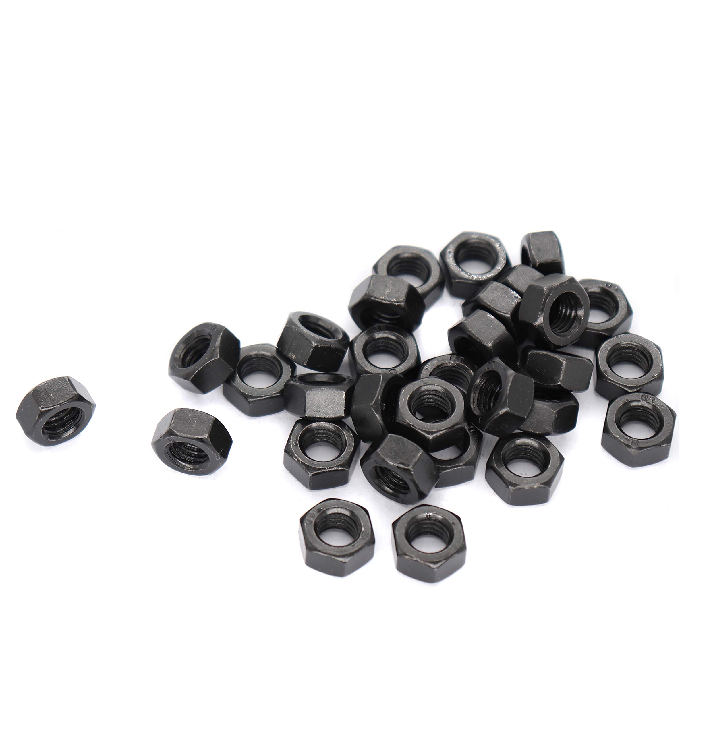 binifiMux 30pcs M8-1.25mm Black Hex Nuts Carbon Steel