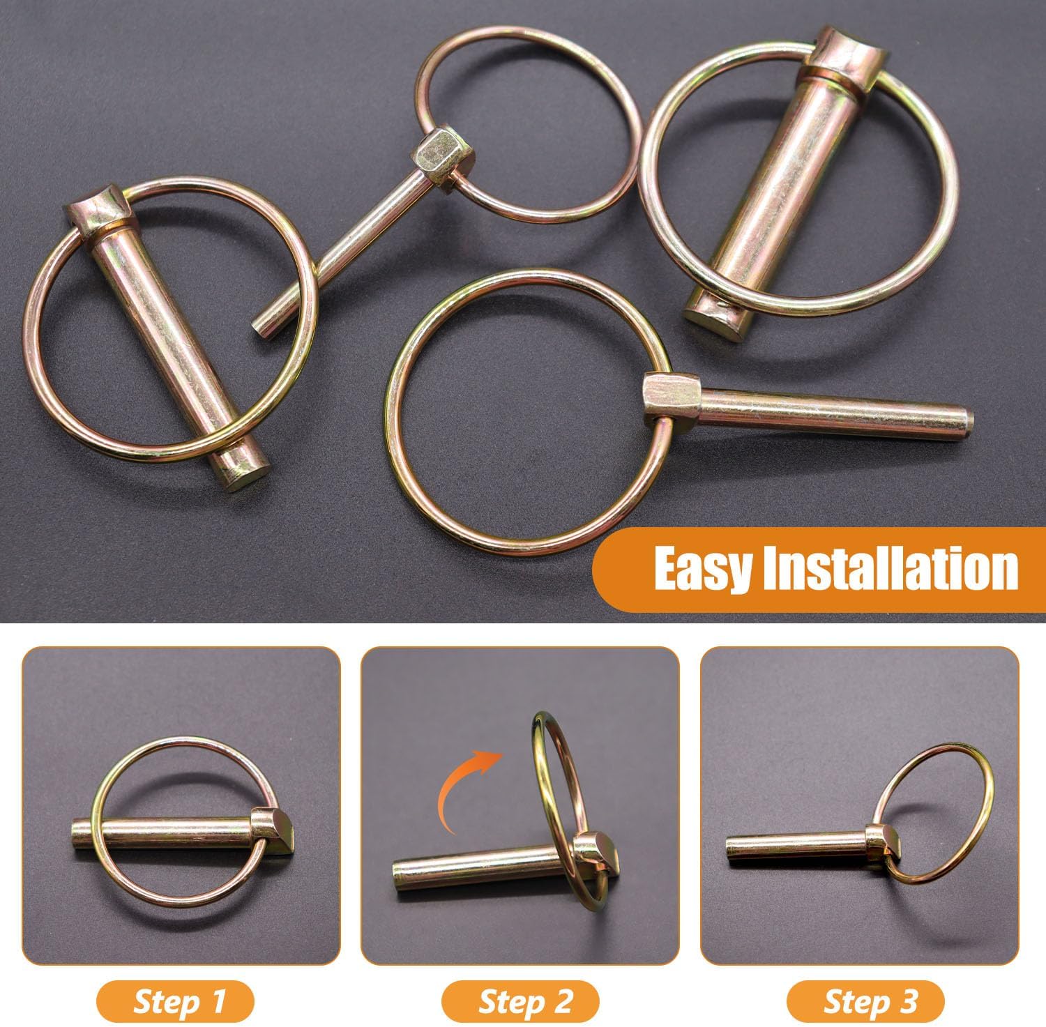 mankk 12PCS 4 Sizes Lynch Pin Assortment Kit Tractor Pins Linch Pins 3 Point Hitch Pins for Farm Tractors Trailers Trucks Lawn Mowers