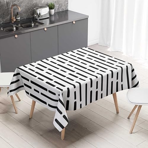 Mantel blanco para mesa rectangular de geometría de celosía, cubierta moderna para bodas, vacaciones, fiestas, 60 x 60 pulgadas