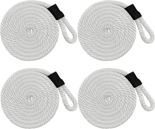 ISURE MARINE 4 piezas de cuerda de parachoques de barco de nailon trenzado doble de 6.5 x 38 pulgadas, líneas de guardabarros de barco, flotadores