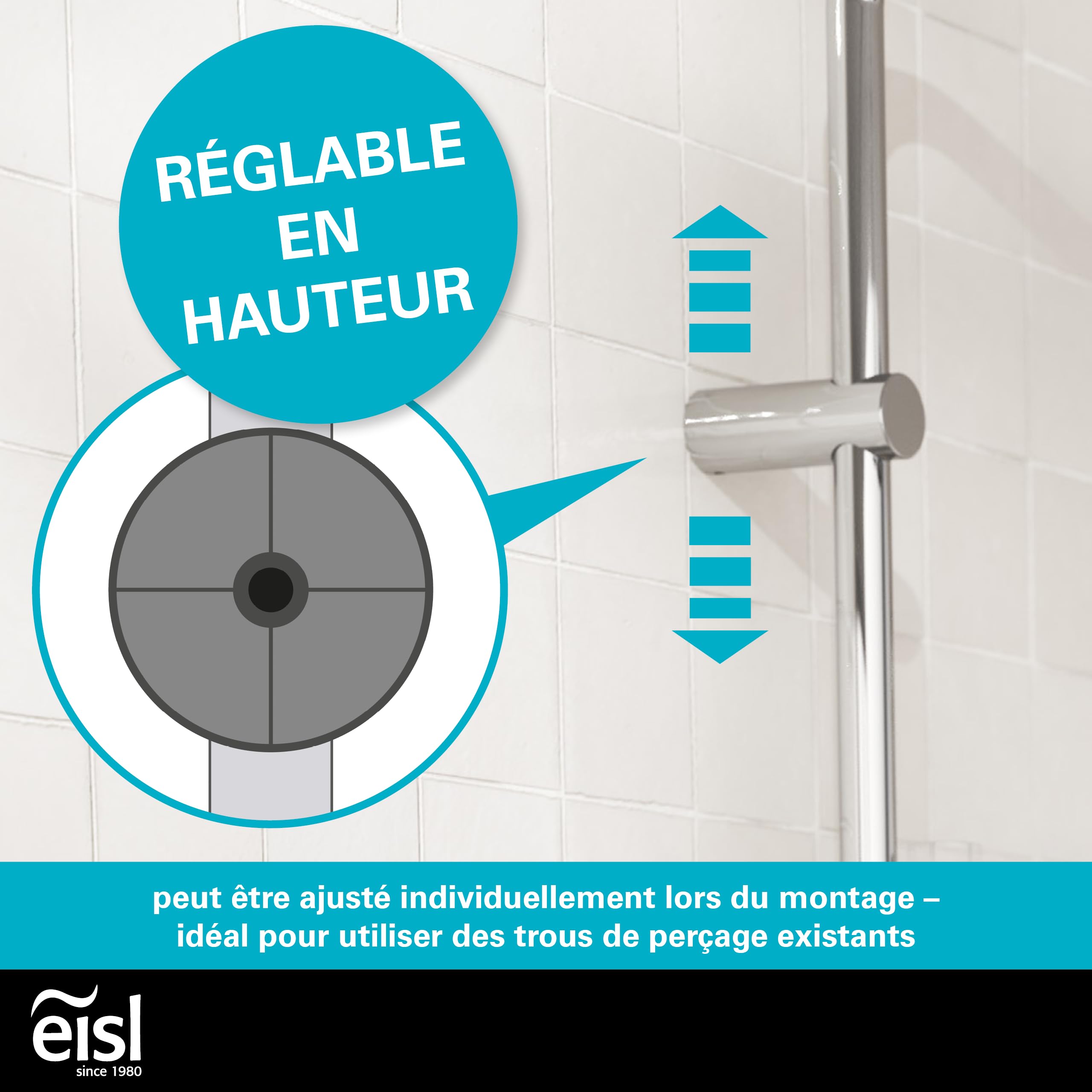 EISL ShowerStar Mitigeur Douche Thermostatique 2 en 1, Effet Pluie 20x20 cm