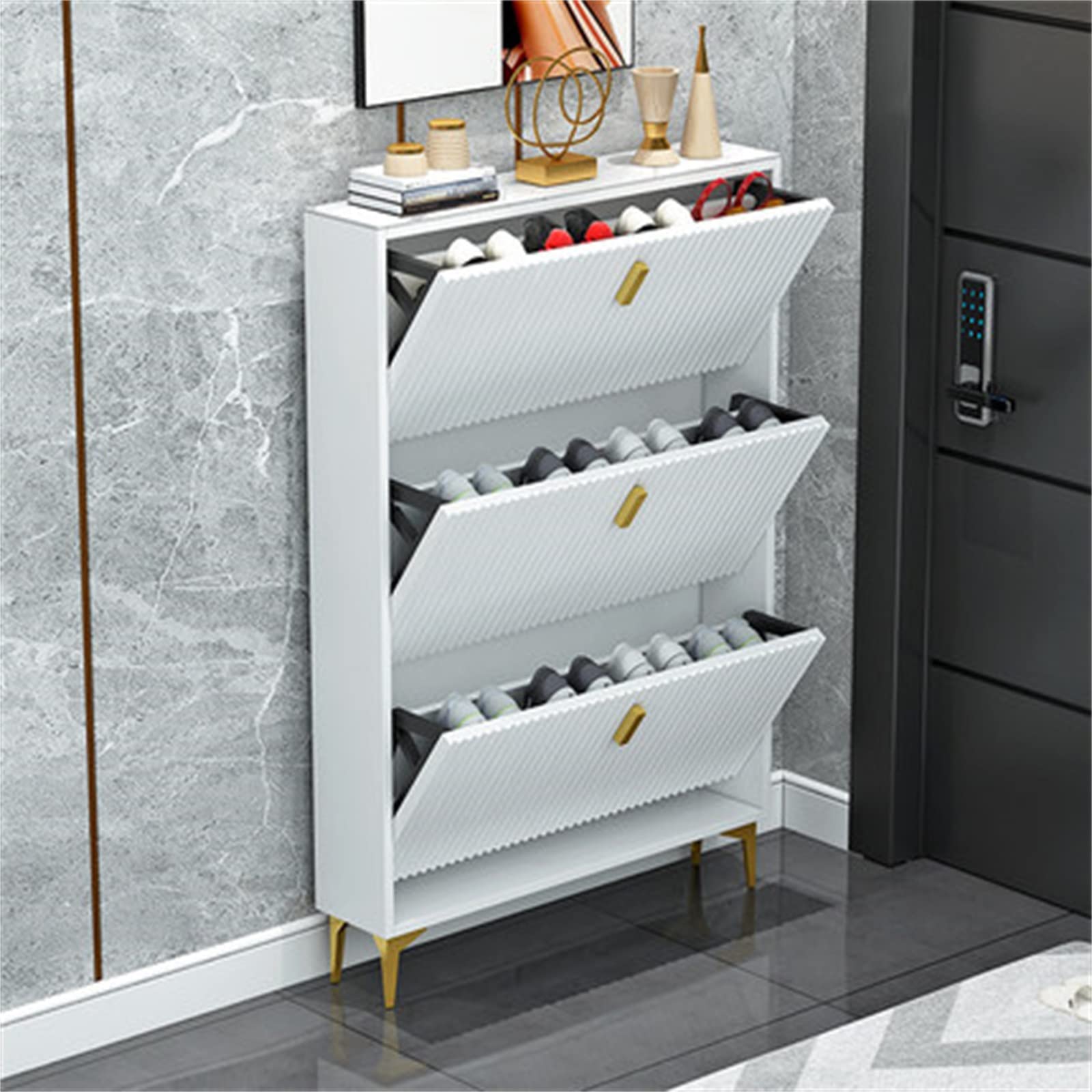 Amazon｜下駄箱 狭いアパートの入り口ドア収納キャビネットの後ろの