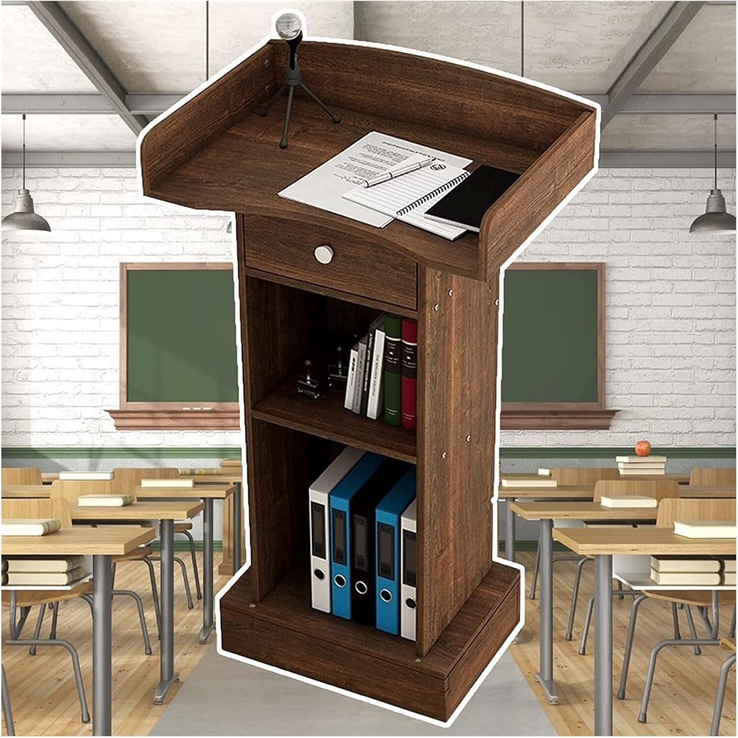 Podium Stand Wood Podium Teacher Podium for Classroom
