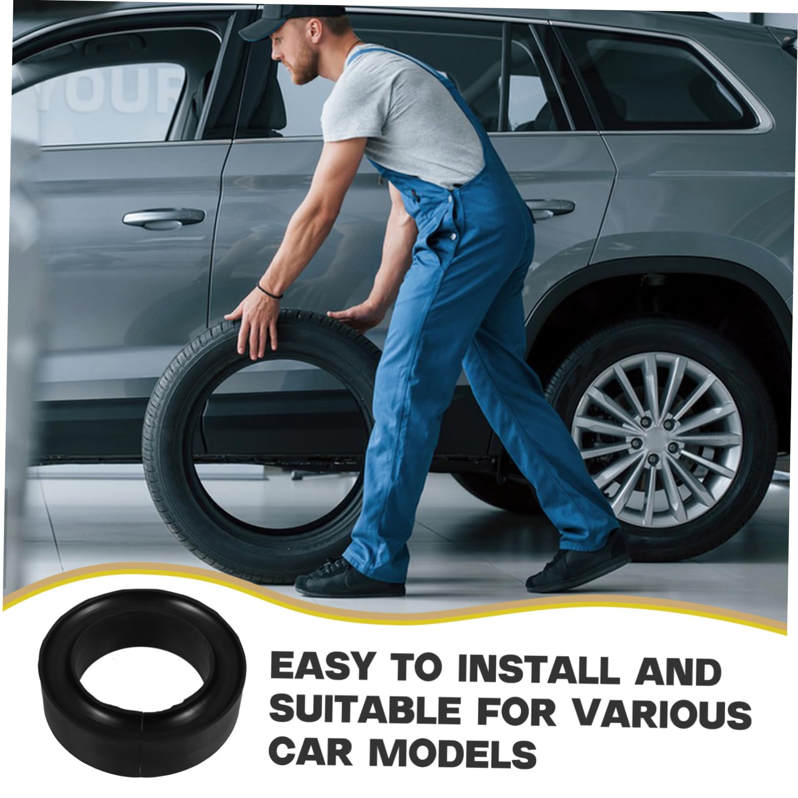 Entretoise Compatible Plupart des Véhicules des Rebonds et Absorption des Chocs Caoutchouc Ronde pour Ressort Hélicoïdal de Voiture