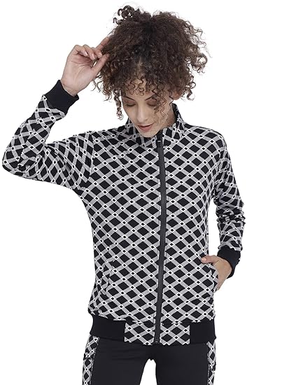 CHKOKKO Women Winter Sports Zipper Printed Jacket