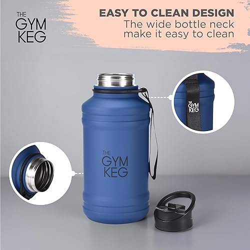 Miniatura 6 de THE GYM KEG Botella de acero inoxidable con barril de agua - A prueba de fugas, contenedor aislado para bebidas calientes y frías, duradera,