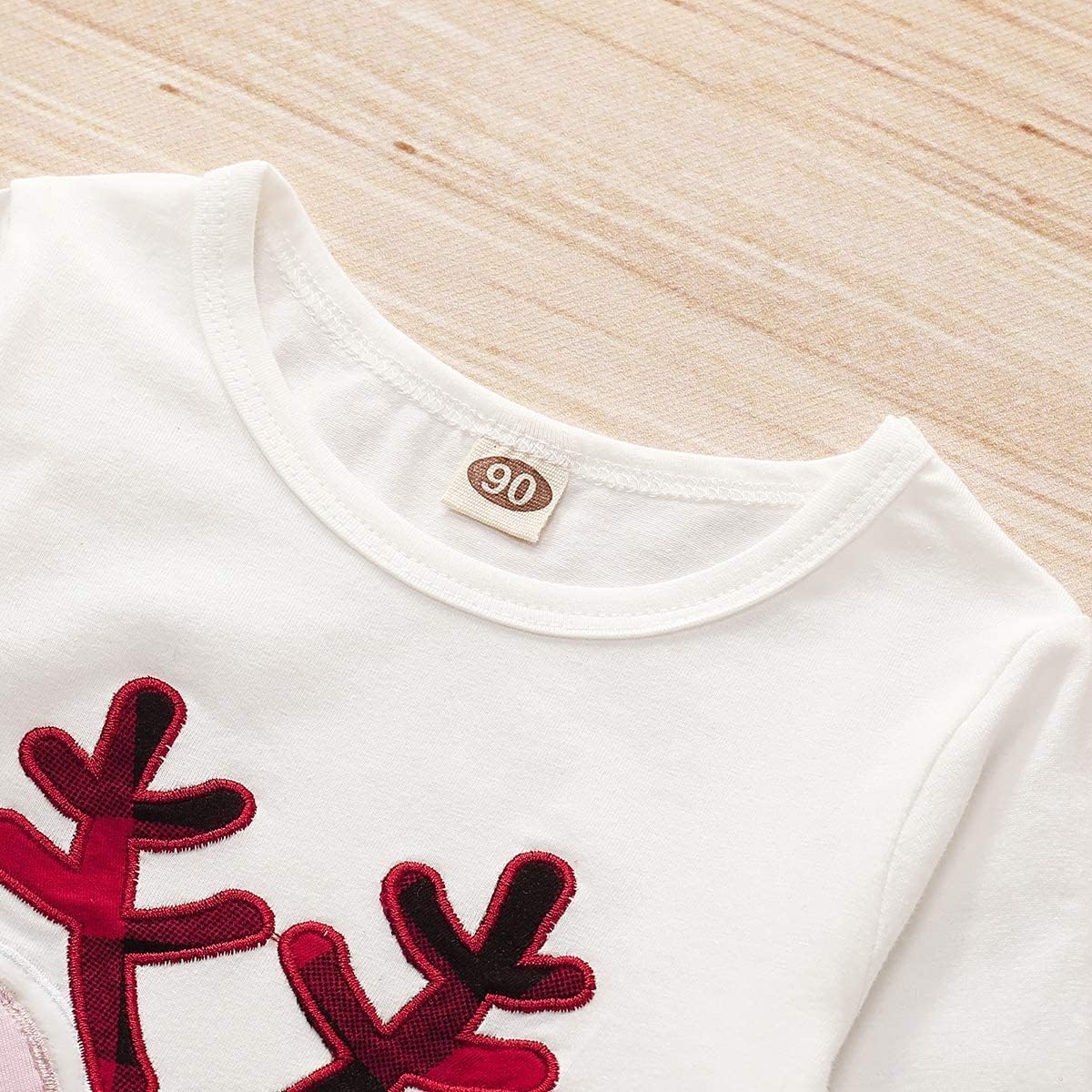 2-7T Little Kids Baby Girl Christmas Clothes Outfit Long Sleeve Reindeer Print Shirt Tops +Plaid Pants Sets