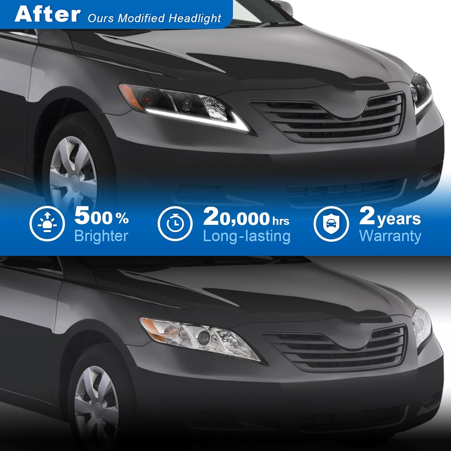 Projector Headlamp Assembly w/LED DRL Sequential Turn Light Fit For 2007-2009 07 08 09 Camry 2007 2008 2009 07 08 09 Toyota Camry Headlight