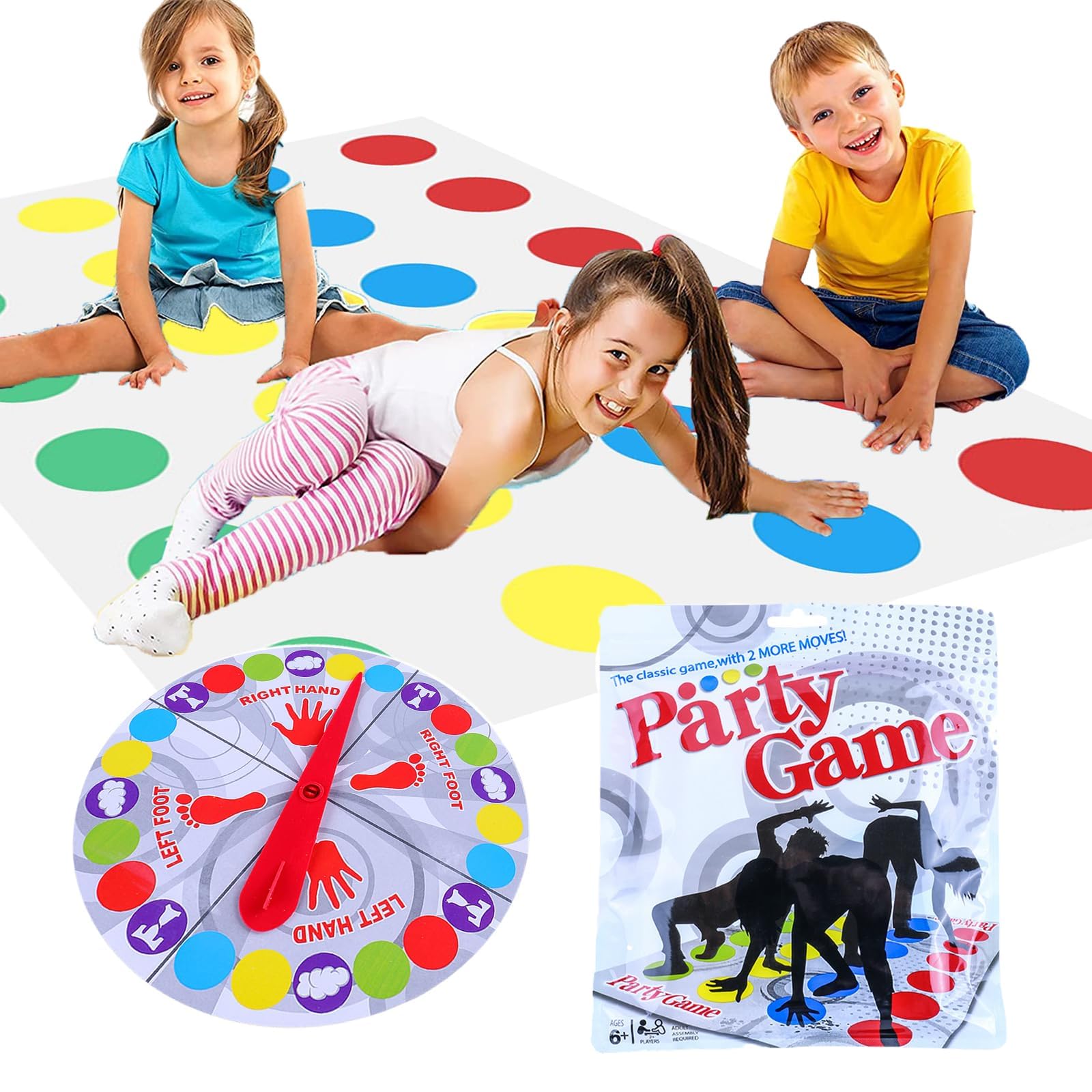 Lithyc Zabawna gra Twister – gra Twister dla dzieci od 6 lat – gra Twister dla 2 graczy i więcej – interaktywna zabawa dla rodziny
