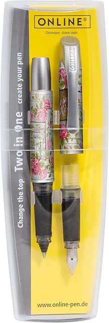 Set Two in One Campus Romantic Rose with ink cartridge rollerball and fountain pen