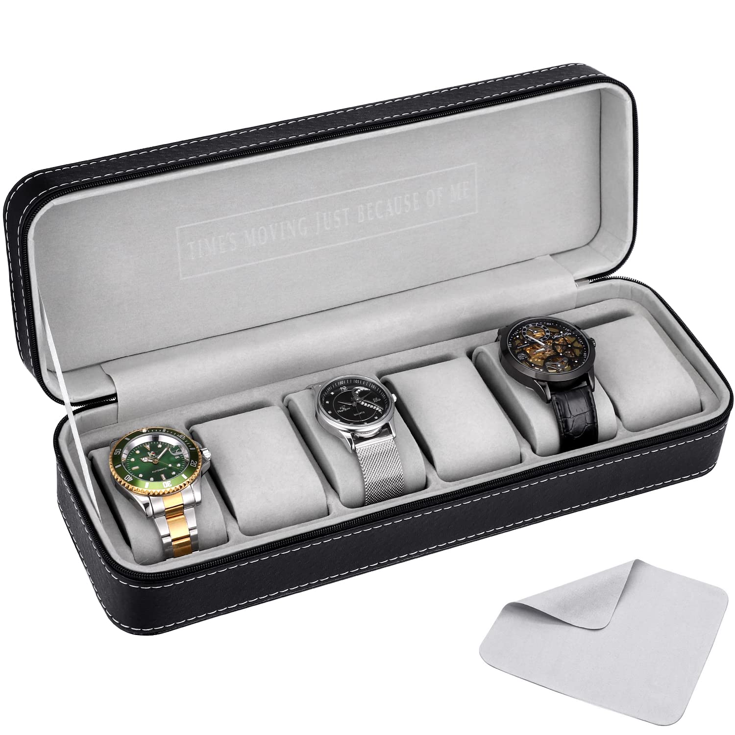 ManChDa 6-slot Watch Box Portable Travel Zipper Case Storage Jewelry Storage Box Display Box, the Best Watch Storage Box for Business Trips and Gifts (Black) (B09H211JTS) Amazon Price History, Amazon Price Tracker