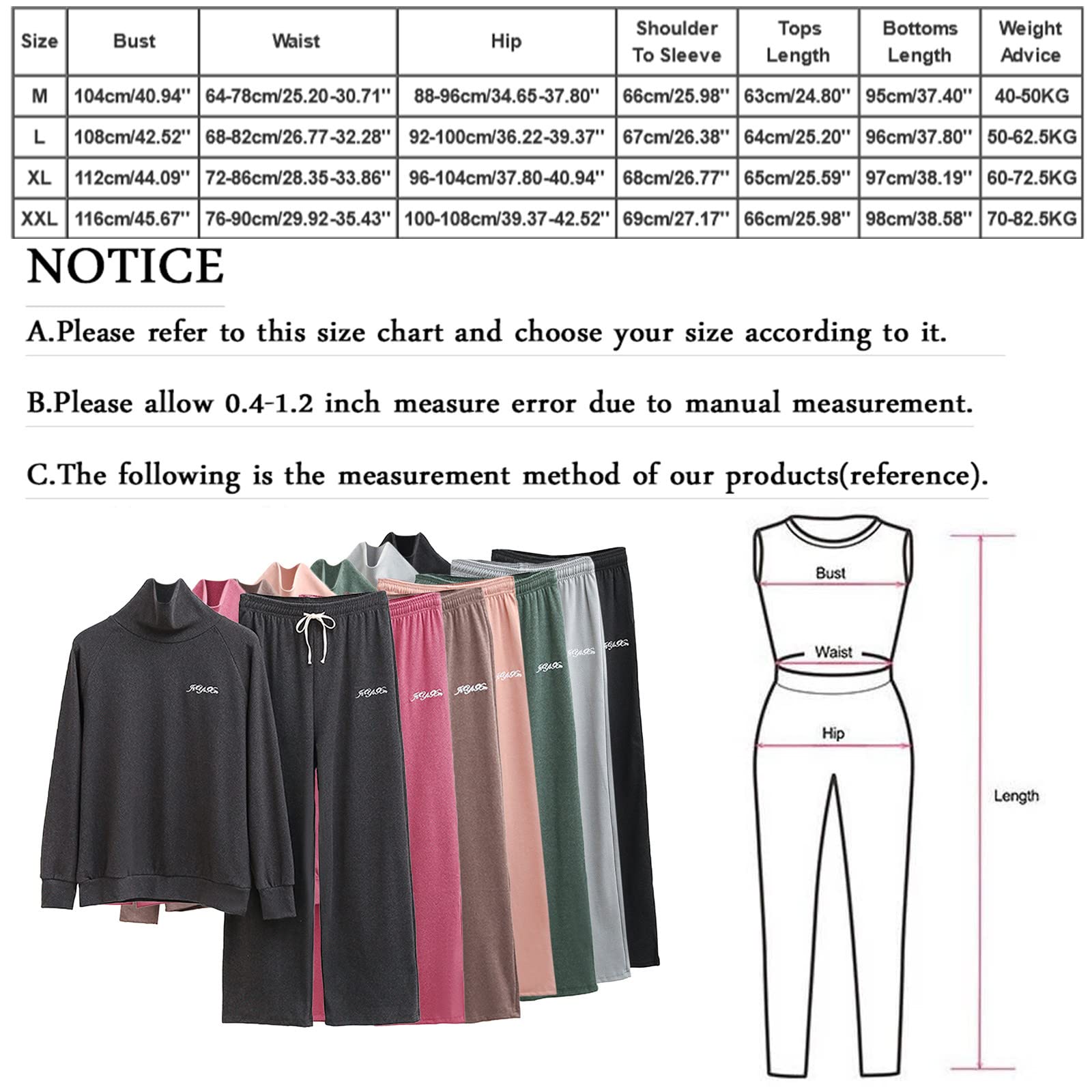 sous-Vêtements Thermiques Femme, Chaud Couleur Unie Haut + Pantalon avec Col Montant Top Long Sleeve Doublés De Polaire Ensemble De 2 Pièces Élastiques Set Hiver Ski Oversize