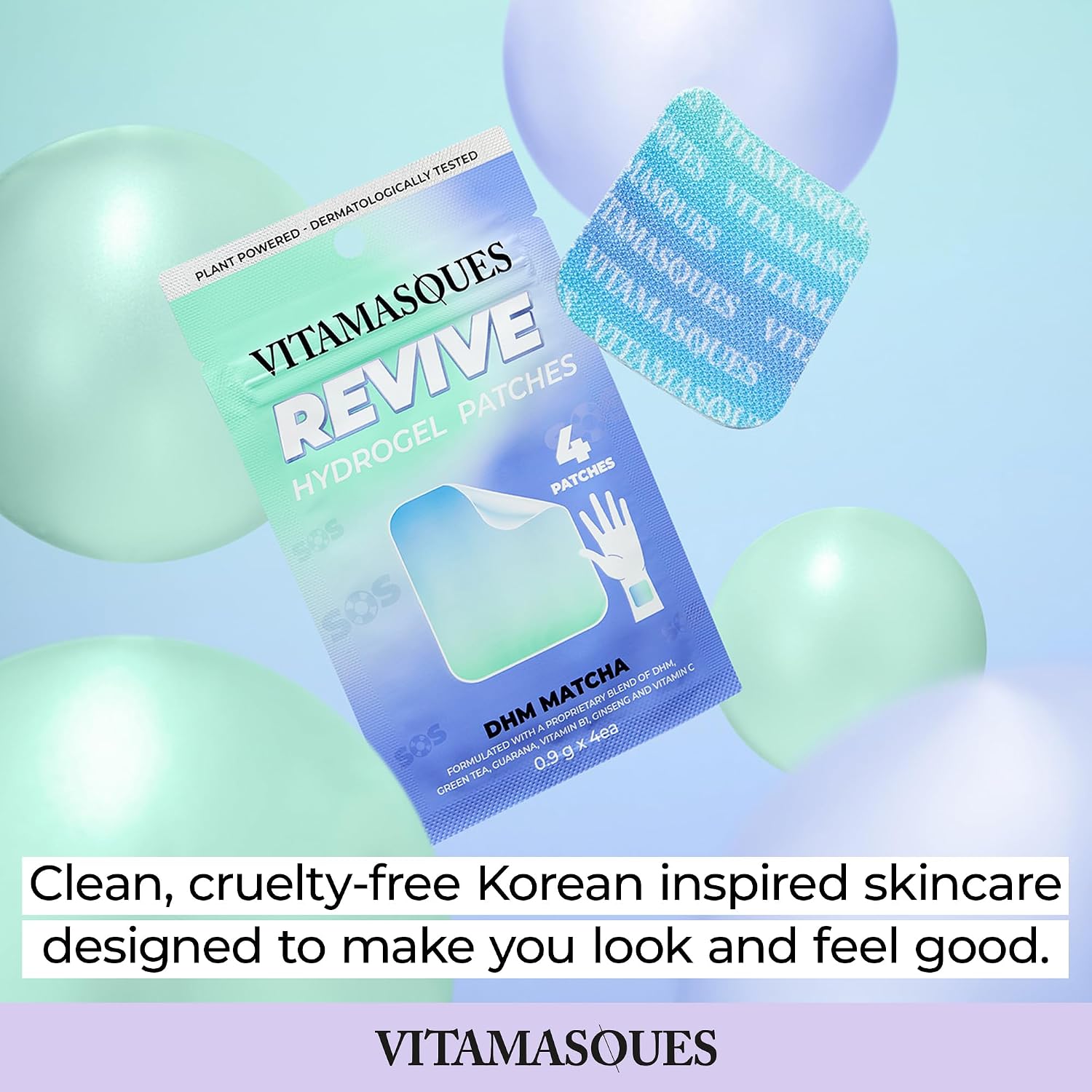 Vitamasques Recovery Patch, Reviveme Wellness Hydrogel Patch (3-Pack) - Revive Vitamin Patches with DHM, Green Tea, Guarana, & Vitamin B1 - Korean Skin Care Energy Patches for Adults