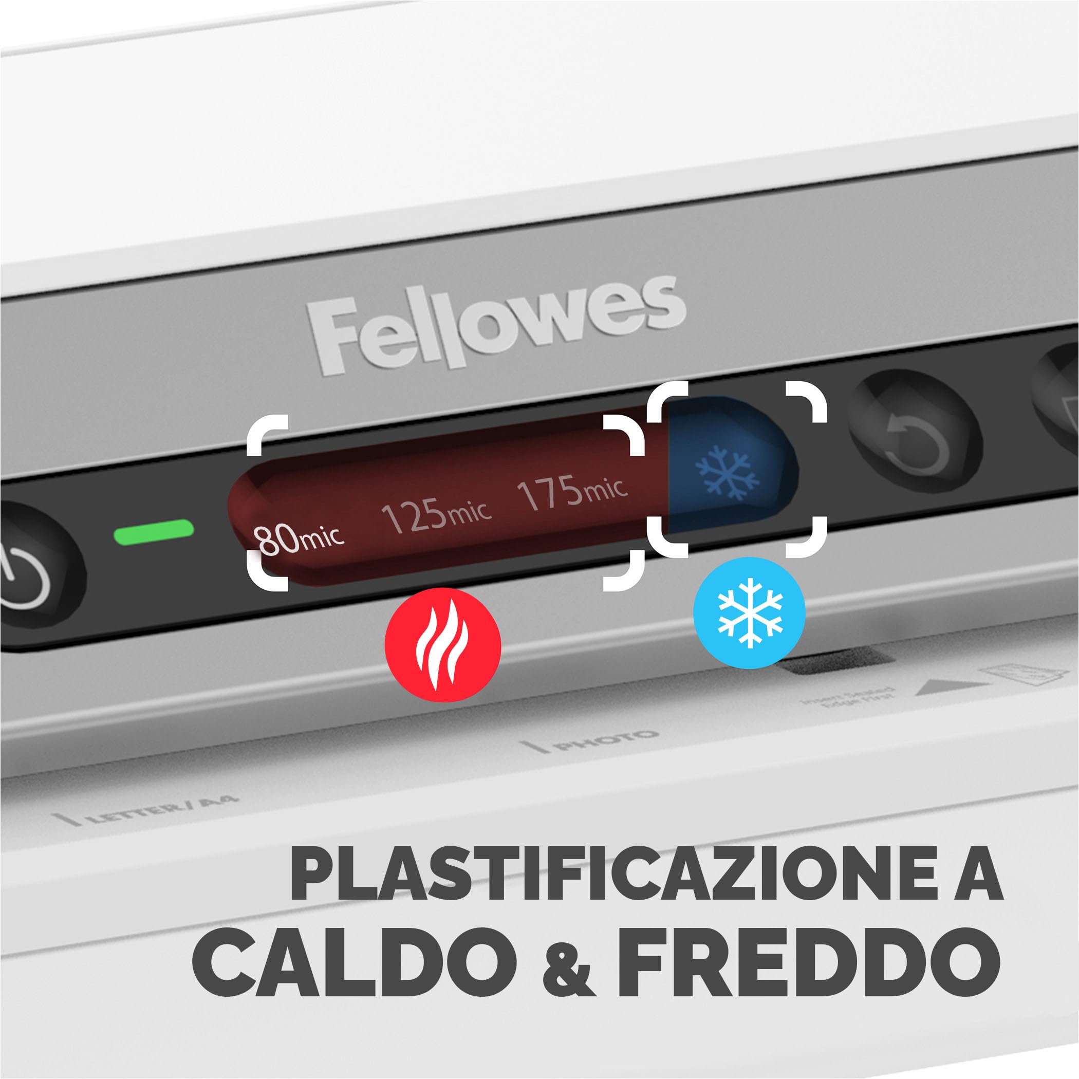 Fellowes plastificatrice a caldo Amaris A3, formato A3, fino a 175 micron, per casa e ufficio, riscaldamento rapido, con retromarcia e modalità riposo, 6 rulli, incluso starter pack di 10 pouches