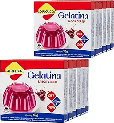 Kit 12und Gelatina de Cereja Diet LOWÇUCAR Cereja 10g
