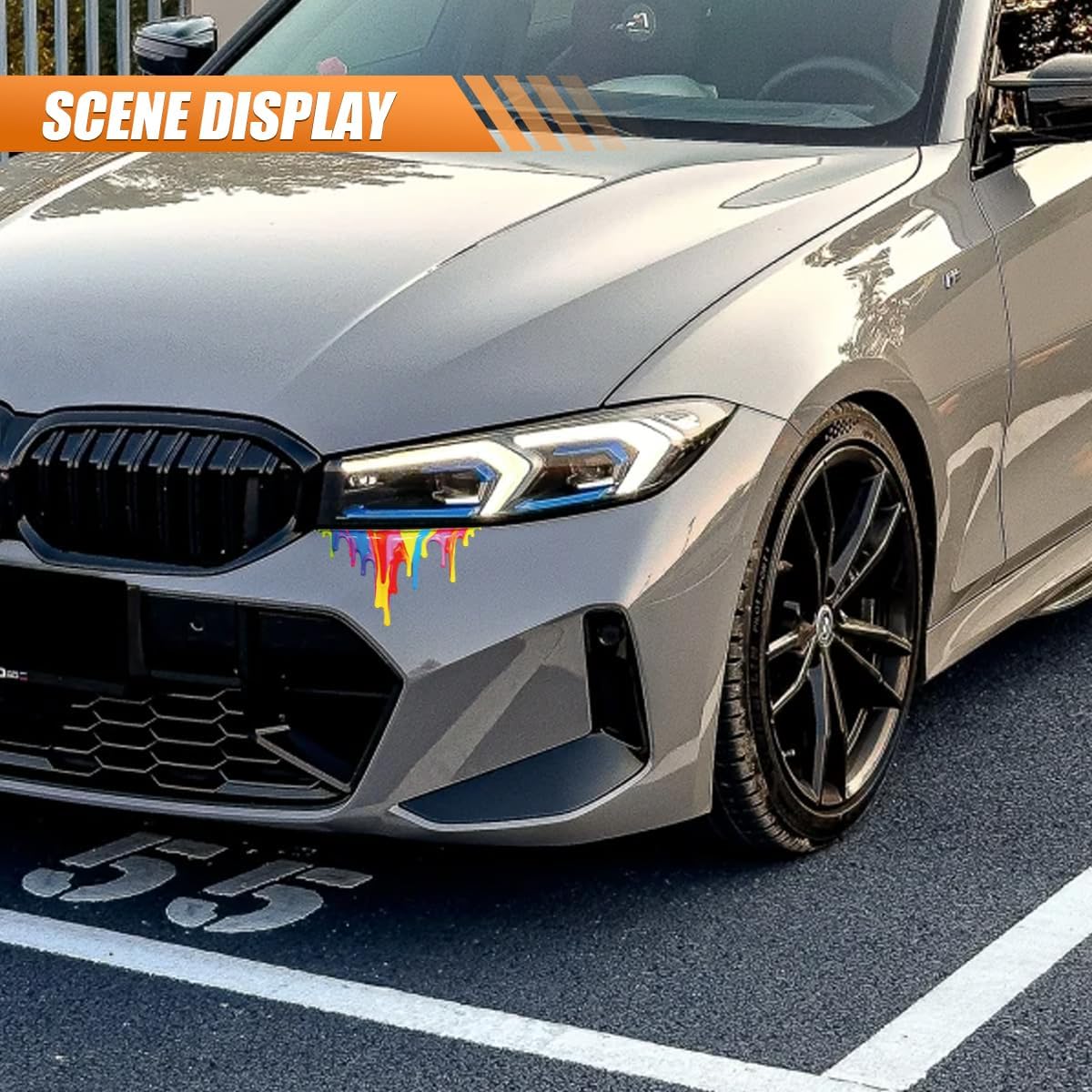 Colorful Fluid Paint Pattern Car Sticker Decal, Auto Waterproof Reflective Scratch Hidden Bumper Stickers, Vinyl Vehicle Exterior Decoration Accessories for Wall Window Laptop (7.5 Inch) image 5