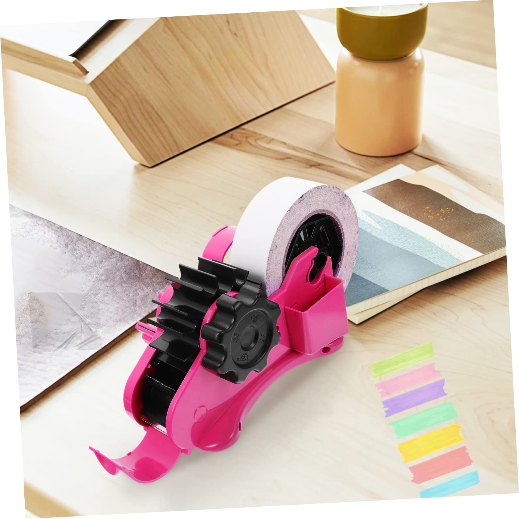 Halbautomatischer Klebebandabroller 1 Satz aus Abs und Edelstahl Rosa