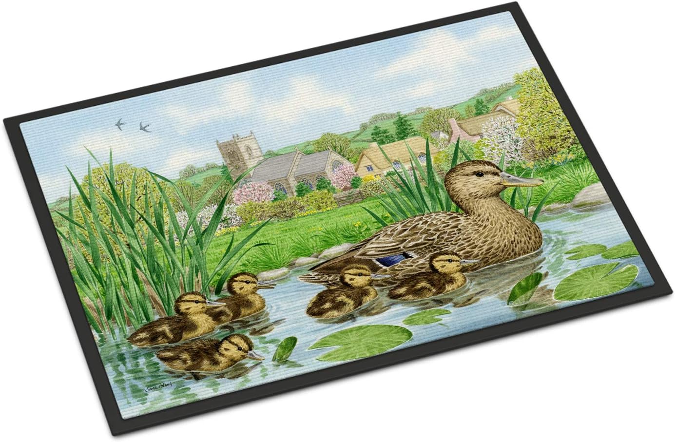 Caroline's Treasures ASA2178MAT Mallard Duck Doormat 18x27 Front Door Mat Indoor Outdoor Rugs for Entryway, Non Slip Washable Low Pile, 18H X 27W