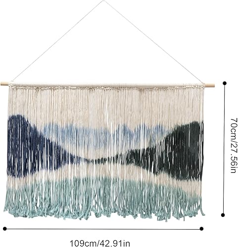Miniatura 8 de Colgante de pared grande de macramé, arte de pared de montañas para sala de estar, decoración de pared moderna de naturaleza para dormitorio,
