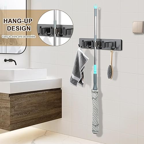 Miniatura 3 de Trapeador autoescurridor trapeador giratorio fácil de apretar con mango largo de 52.5 pulgadas, resistente para pisos de madera dura, azulejos,