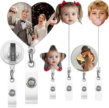 Custom Badge Reel Personalized Retractable ID Badge Holder Alligator Clip with Photo Customized Work Gifts for Office, Nurse, Doctor, Teacher, Student, Worker