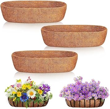 Coco Liner 30 Inch, 3PCS Replacement for Hanging Planter Baskets | Natural Coco Liners Half Moon Shape Replacement for Flower Pots Horse Trough Hanging Basket Vegetables Pot