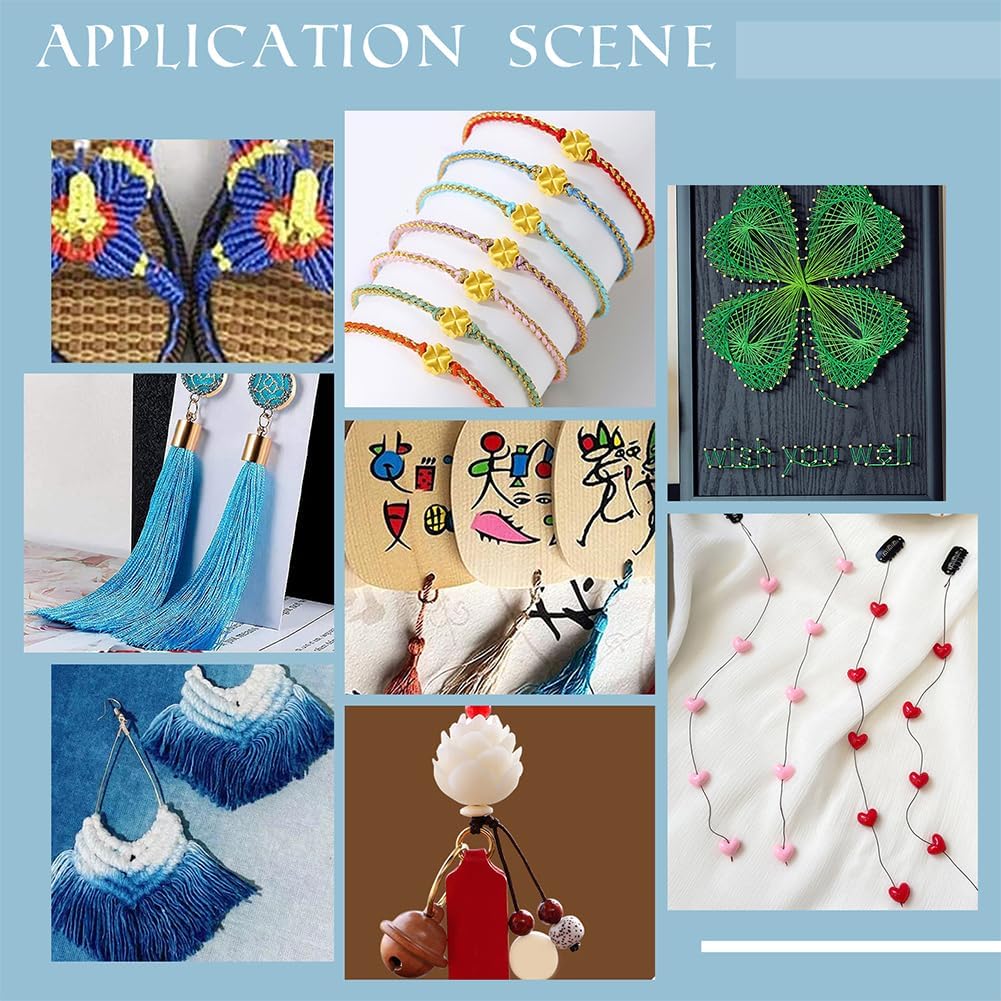 PH PandaHall 738 Yard Nylon Cord 0.4mm Bracelet String Beading Thread Chinese Knotting Cord Nylon String Macrame Thread for Necklace Bracelet Beading Tassel Kumihimo Macrame Sewing, 15 Colors - Image 2