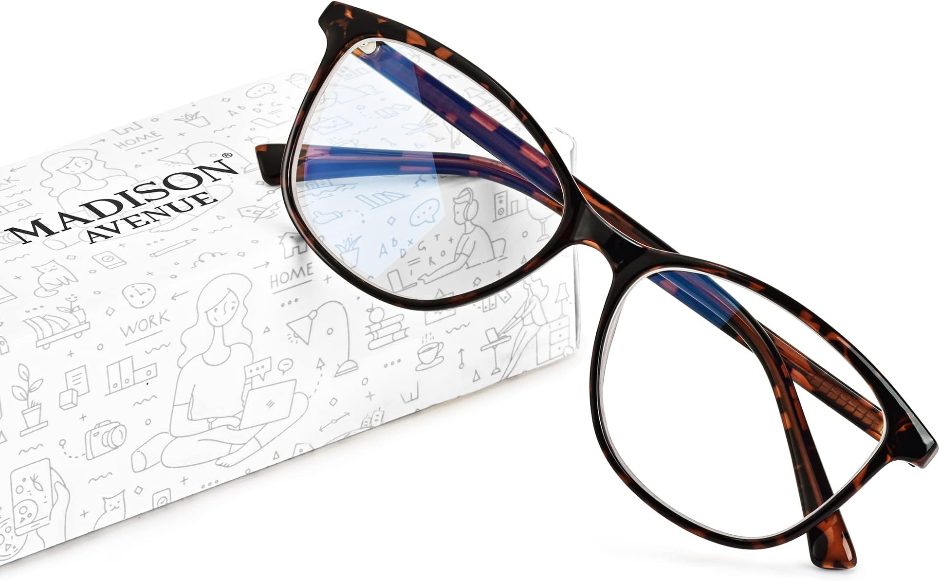 Madison Avenue Blue Light Blocking Glasses Lightweight Computer Game Eyeglass,Anti Eyestrain & UV Glare