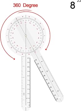 OIIKI 4PCS Goniometer Set, Including Finger Goniometer, 6 Goniometer, 180 Degree 6 Goniometer, 8inch Spinal Goniometer