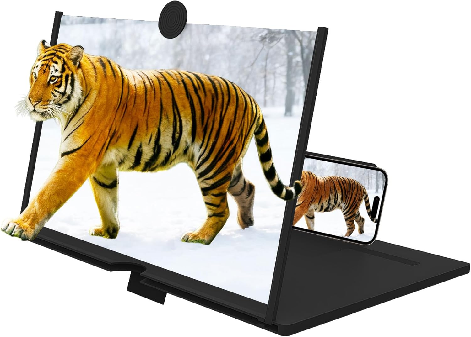 Upgraded Mobile Phone Screen Magnifier, 2026 New 3D HD Cell Phone Stand with Screen Amplifier, Foldable Magnifier Projector for Movies Videos Gaming (Black, 10 Inch)