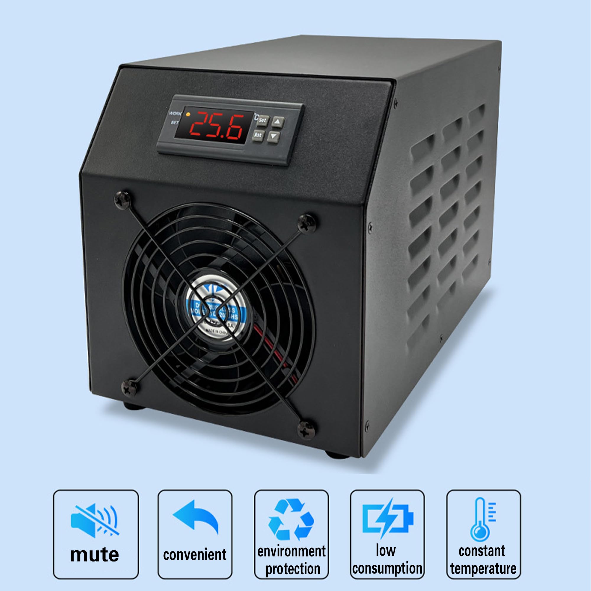 Sistema Di Raffreddamento Ad Acqua Silenzioso 16gal/60l Con Pompa E Tubo - Refrigeratore Del Serbatoio A Basso Rumore Per Idroponica, Barriera Corallina, Gamberi - Sale E Acqua Dolce Compatibile