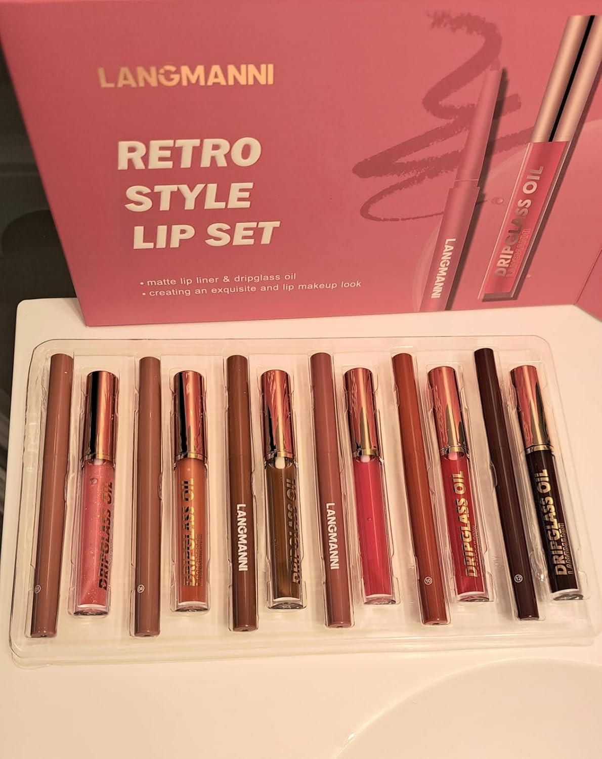 LANGMANNI 6 Matte Lip Liner With 6 Nourishing Lip Oil Lip Gloss Set, Long-Lasting And Hydrating 2 IN 1 Makeup Set, Beauty Daily Cosmetics Gift for Girls