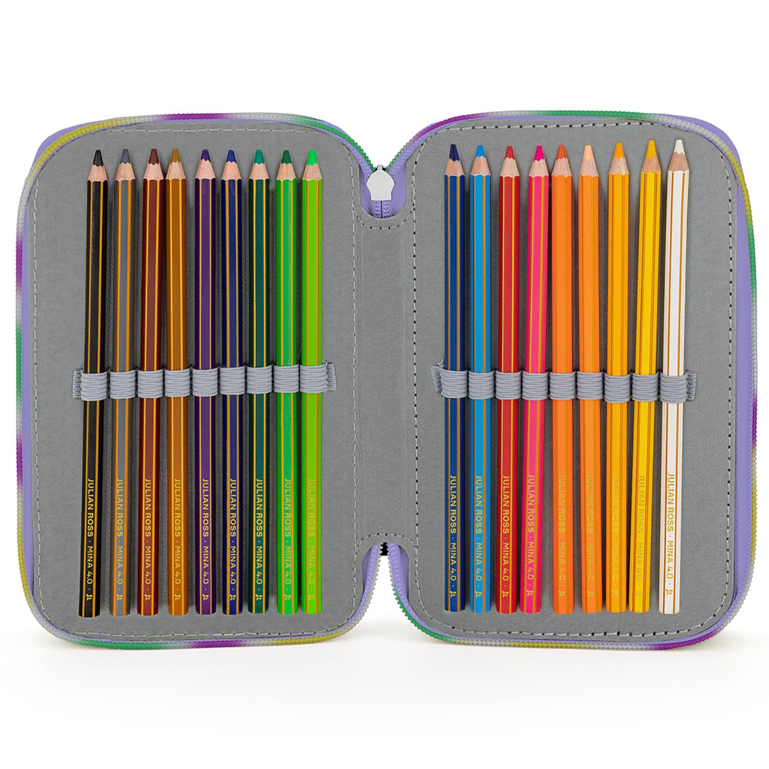 Clondo Astuccio Scuola 3 Scomparti Completo Stitch Fan 46 Accessori Kit Cancelleria Penne Gel Cancellabili Pennarelli Pastelli Colla Evidenziatore