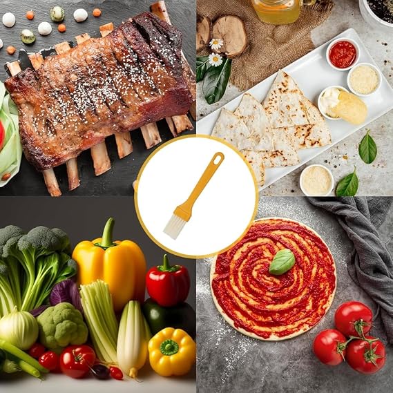 5 Pcs Basting Brush for Cooking Pastry Brush, Multi-purpose PET Silk Plastic Handle Cleaning Brush for Baking Dishwasher Safe Grilling, Hairbrush, Corn, Grilm, Wall(14.8x1.9cm)