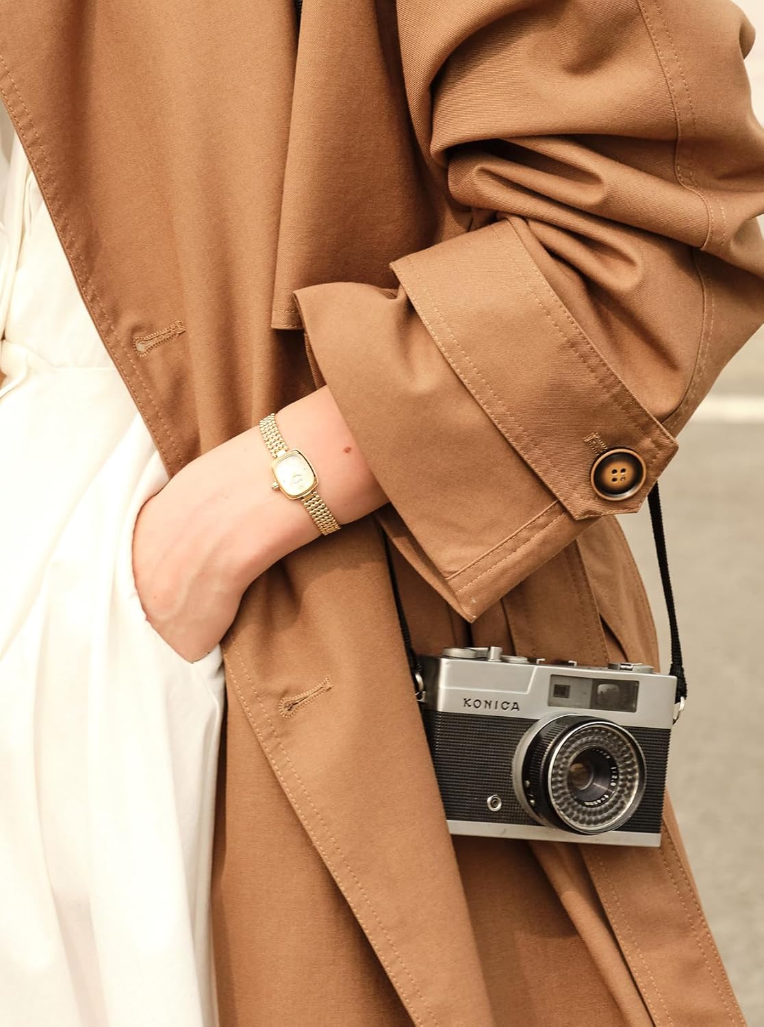 Petite Gold Watch for Women - Vintage Rectangle Classic Radio Series - Ultra-Thin Dainty Jewelry Watch with Ruby Crown, Sapphire Crystal & Japanese Quartz - Small Bracelet Watch, Gift for Her - Image 4