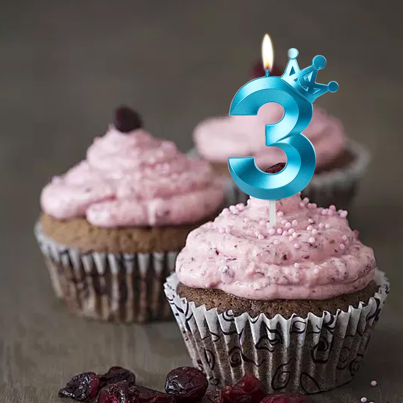 Velas de 4º cumpleaños para pastel, velas azules número 4 con corona, diseño 3D, decoración de pastel de cumpleaños para niños, niñas, mujeres, hombres, fiesta de cumpleaños, boda, aniversario,