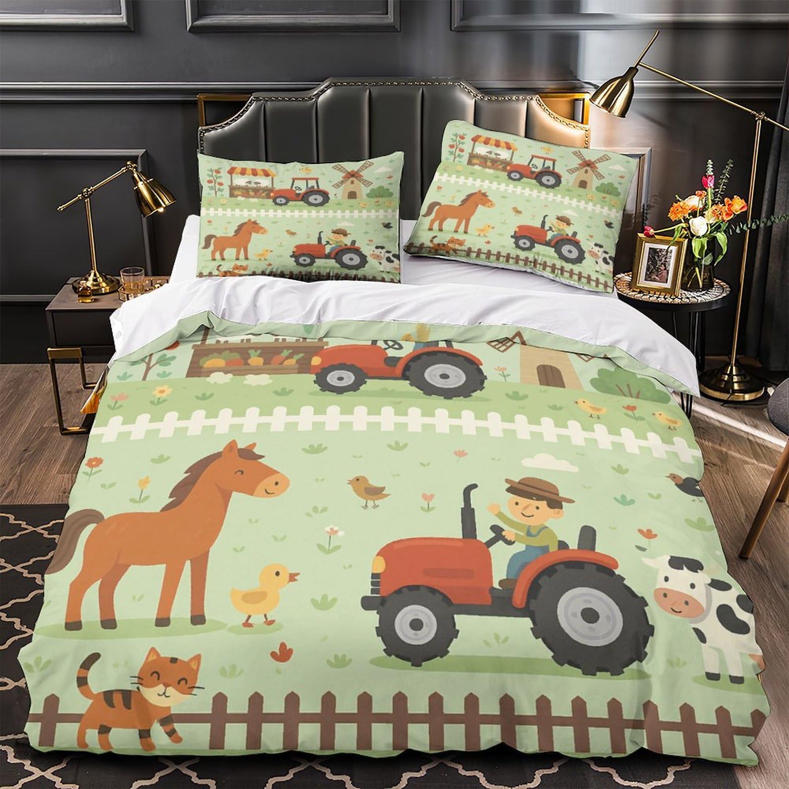 Parure de lit ferme hypoallergénique en microfibre douce, housse de couette enfant 135x200
