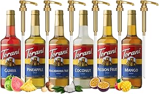Torani Hawaiian Lovers Syrup Variety 6-Pack, Macadamia Nut, Pineapple, Coconut, Mango, Guava, and Passion Fruit Syrup for Drinks, Pumps Included, 25.4 Oz Ea