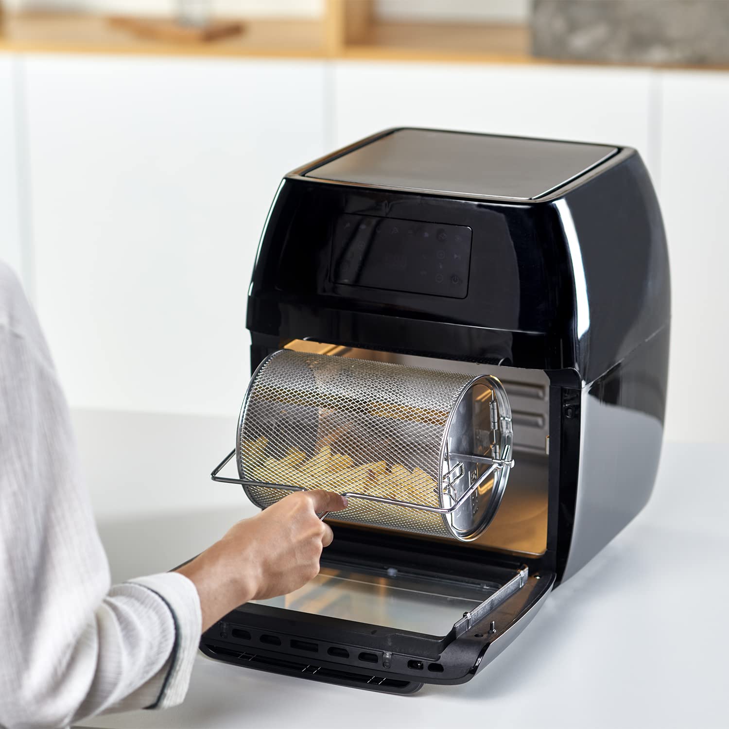 Black+Decker BXAFO1200E, Freidora de aire y horno, 1700W, 12L, temperatura regulable 40º-200ºC, 8 programas predefinidos, puerta transparente, apto lavavajillas, múltiples