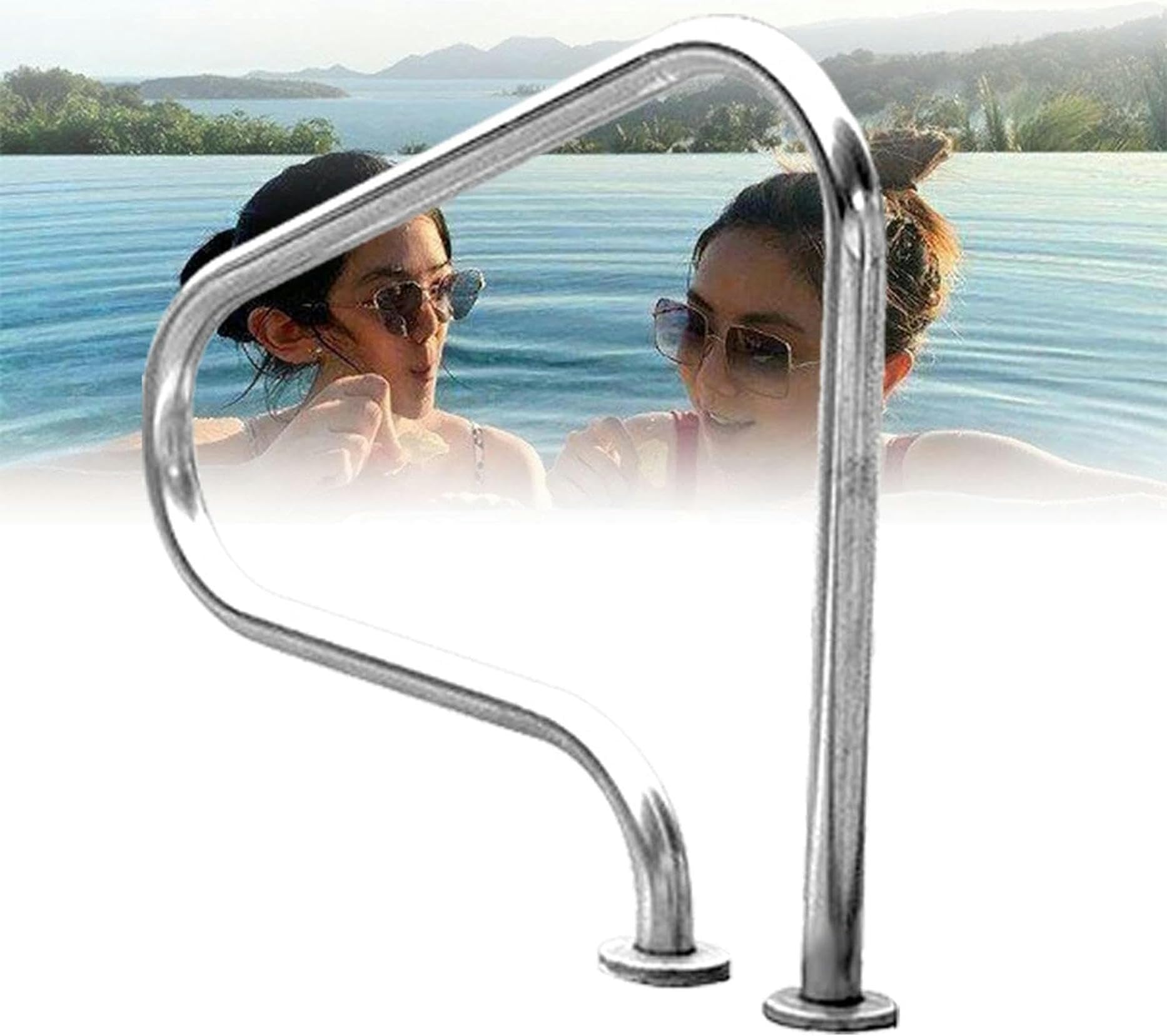 Main courante de piscine en acier inoxydable 304 argenté 250 LBS