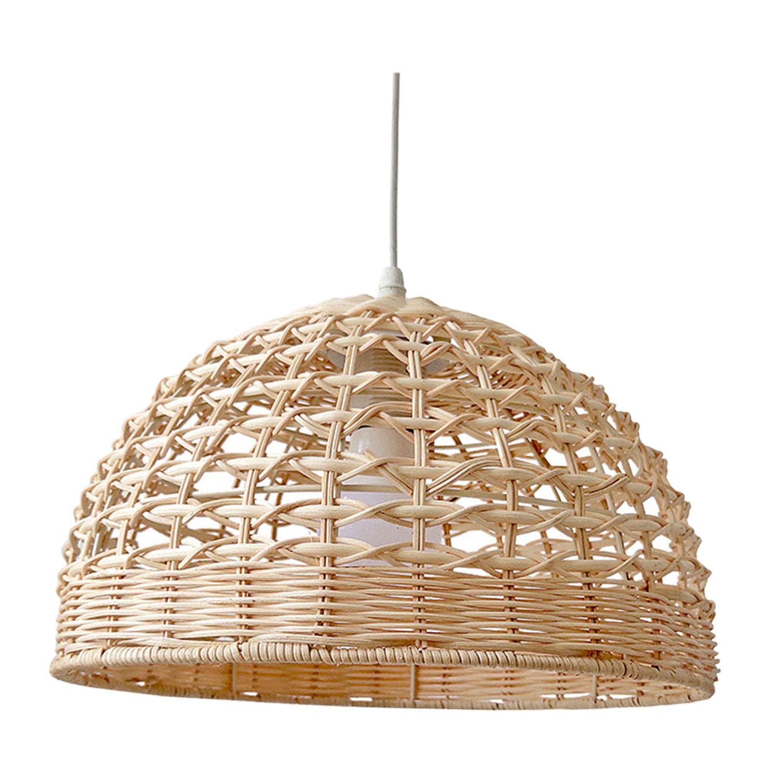 Rattan Lampshade Round Droplight Modern for Bedroom Dining Room Kitchen-image-17