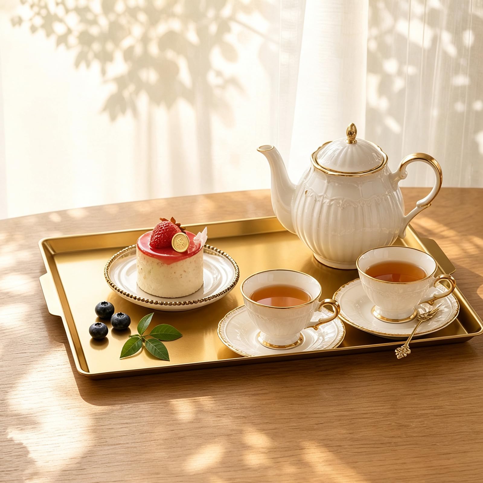 Juego de 2 bandejas rectangulares de acero inoxidable, 40 x 24 cm, para
