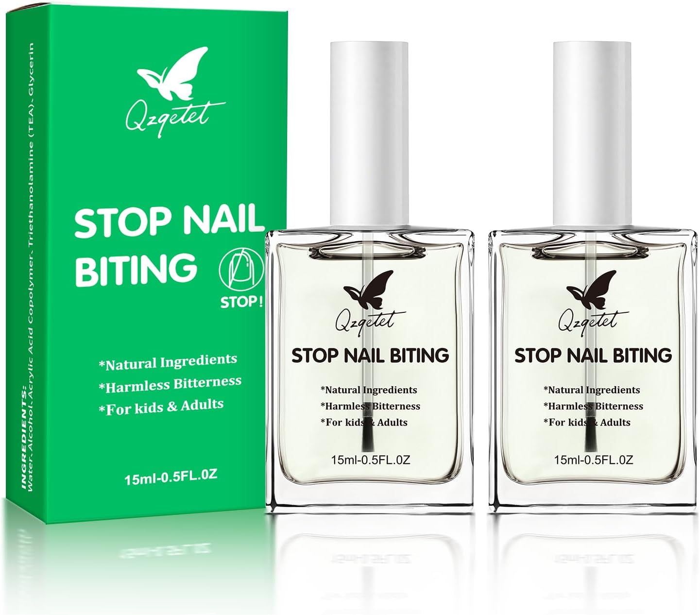 - 2PCS Bitter Stop Biting Polish- Clear Quick-Dry Formula to Prevent Nail Biting &Thumb Sucking, Long-Lasting Treatment for Healthy Growth