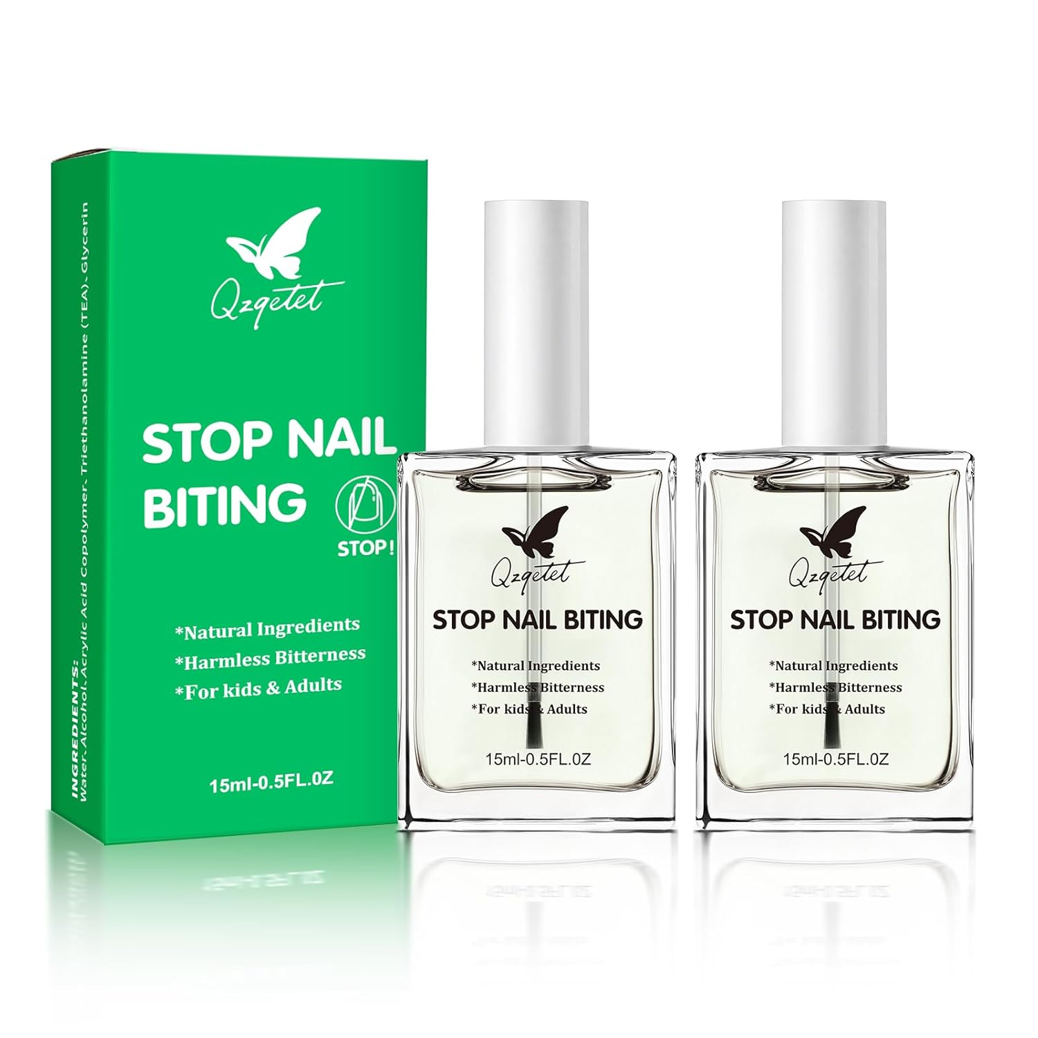 QZQETET 2PCS Bitter Stop Biting Polish- Clear Quick-Dry Formula to Prevent Nail Biting Thumb Sucking Long-Lasting Treatment for