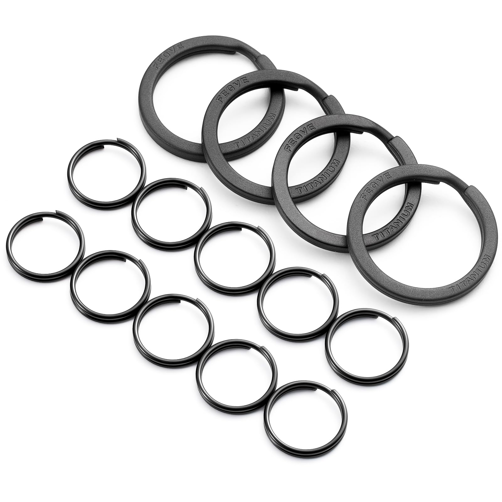 Titanium Key Rings Split Rings 4 Packs, for Home Car Keys Organization, Non-Magnetic, Sandblasted