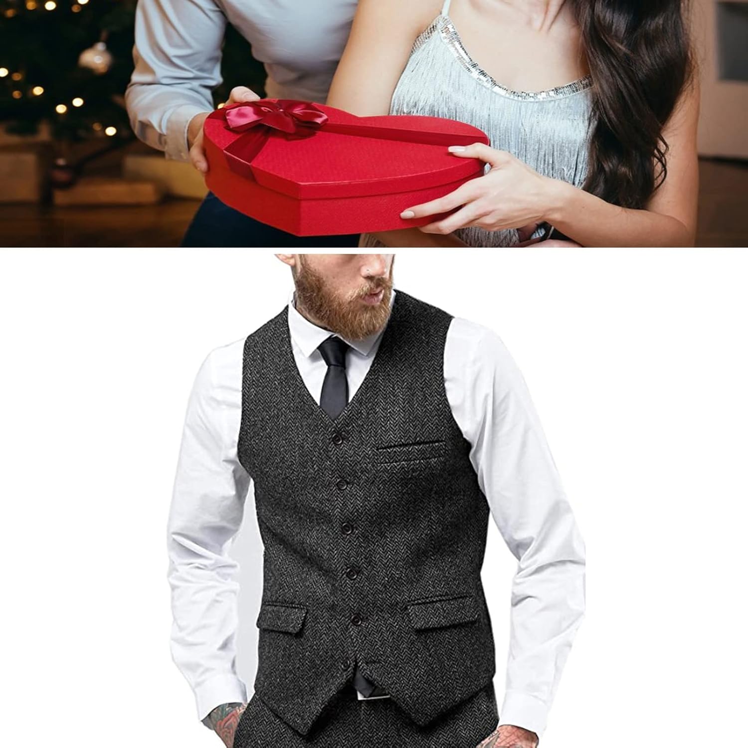 Men's Retro Herringbone Jacket Vest Tweed V Neck 6 Buttons Suit Waistcoat Gilet with 3 Real Pockets for Wedding Work Prom ( Color : Coffee , Size : 4X-Large )