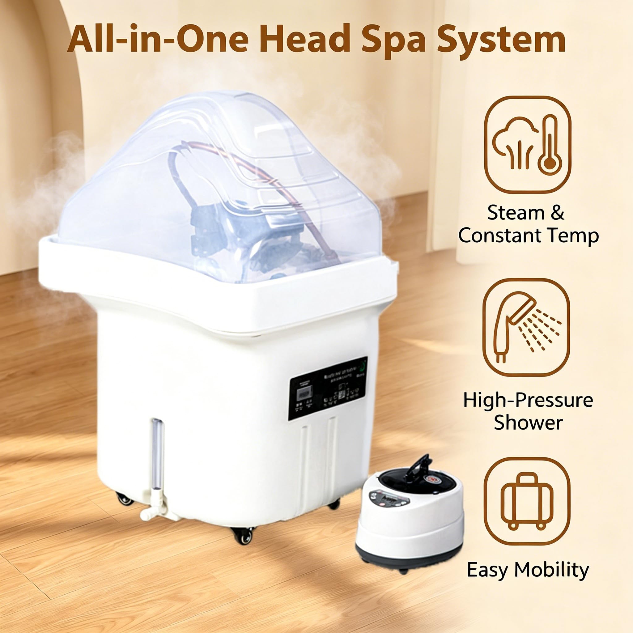 Head SPA Equipment, Lavabo Champú CirculacióN Agua, Equipo SPA JaponéS, Cama Champú Masaje, Tanque Agua Grande 60 L, FumigacióN, Terapia de Luz, Cuidado la Cabeza